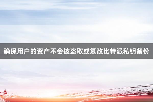 确保用户的资产不会被盗取或篡改比特派私钥备份