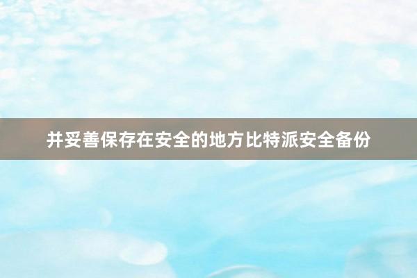 并妥善保存在安全的地方比特派安全备份