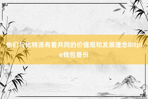 他们与比特派有着共同的价值观和发展理念Bitpie钱包备份