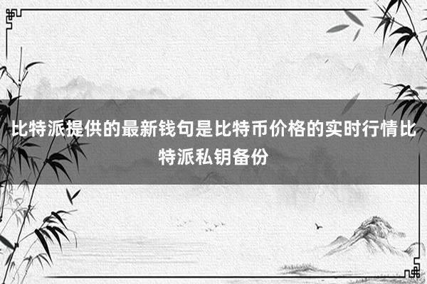 比特派提供的最新钱句是比特币价格的实时行情比特派私钥备份