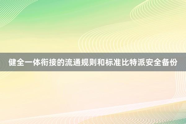 健全一体衔接的流通规则和标准比特派安全备份